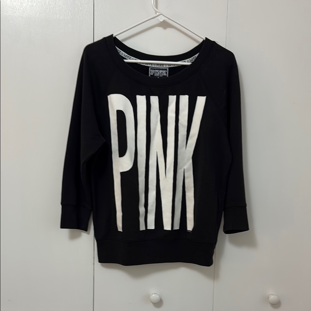 Victoria's Secret Black and Silver PINK Label Sweatshirt